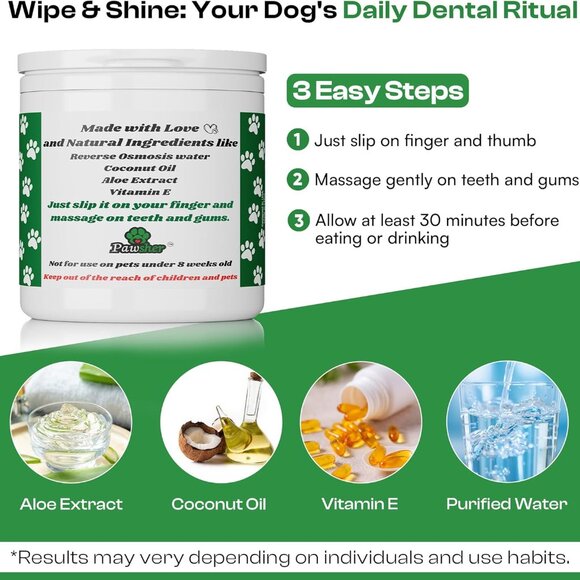 Dogs Dental Wipes | Fights Plaque, Freshens Breath & Promotes Gum Health | No Ri - Picture 2 of 7